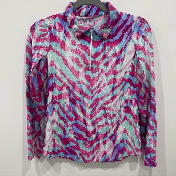 IBKUL Tops - Ibkul Golf Top Small Multicolor 1/4 Zip Mock Neck Geometric Print Long Sleeve